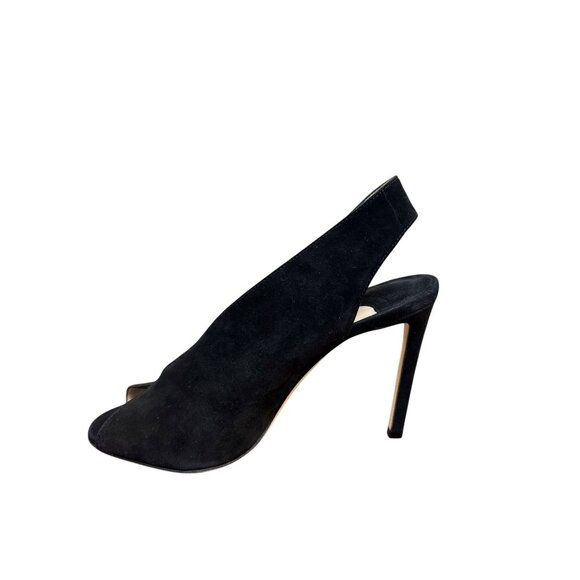 Jimmy Choo Black Suede Peep-Toe Slingback Heels - Picture 5 of 12